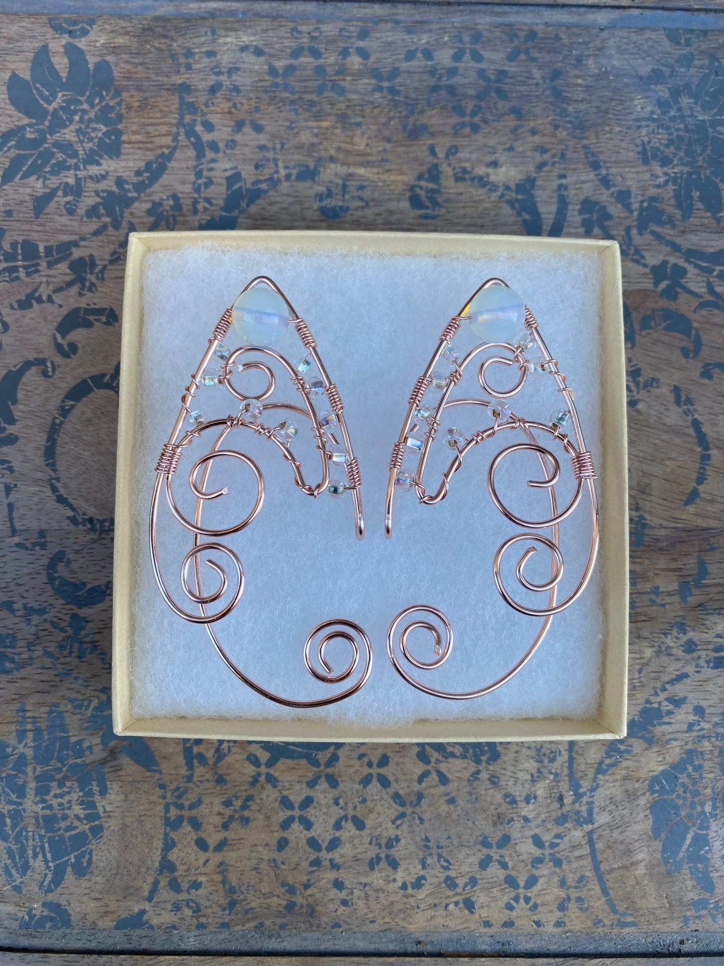 Opalite Pink Elf Ear Cuffs