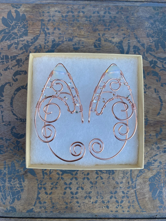Opalite Pink Elf Ear Cuffs