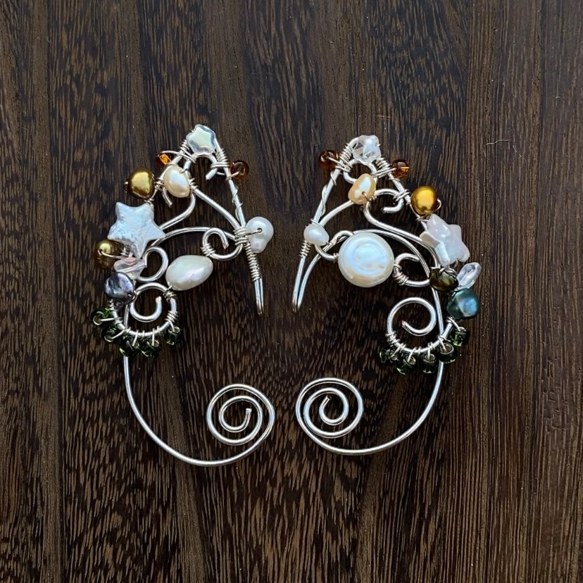 Pearl Cluster Elf Ear Cuffs #1