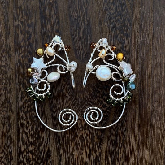 Pearl Cluster Elf Ear Cuffs #1